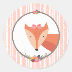 Fox Baby Girl Classic Round Sticker