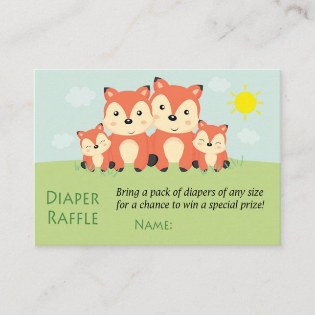 Fox baby shower bingo card (Front)