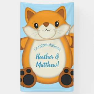 Fox Baby Shower Blue Banner