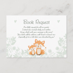 Fox Baby Shower Bring a book card Woodland