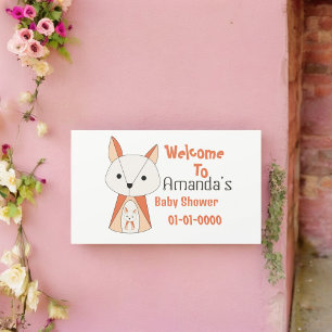 Fox Baby Shower Cartoon Rectangular Sticker