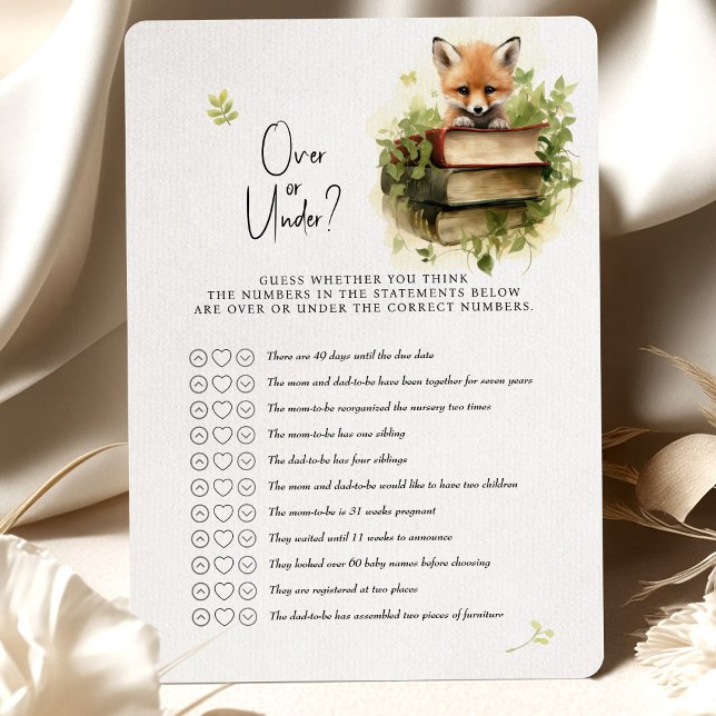 Fox Baby Shower Game Over or Under? Invitation (Creator Uploaded)