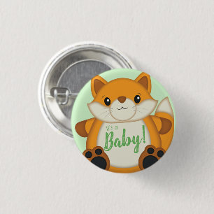 Fox Baby Shower Green 3 Cm Round Badge