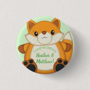 Fox Baby Shower Green 3 Cm Round Badge