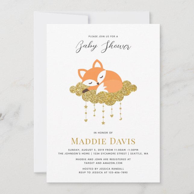 Fox Baby Shower Invitation (Front)