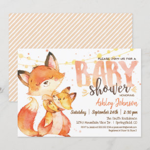 Fox Baby Shower invitation Gender Neutral Woodland