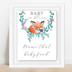 Fox baby shower - name that baby food poster