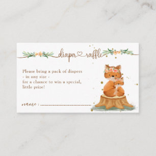 Fox Baby Shower New Mummy Diaper Raffle Enclosure Card
