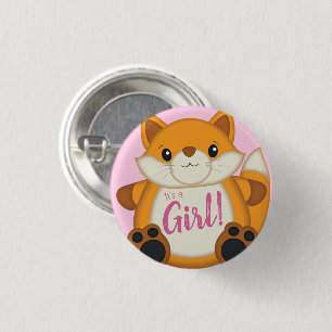 Fox Baby Shower Pink 3 Cm Round Badge