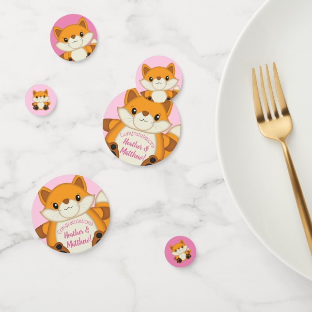 Fox Baby Shower Pink Confetti (Group)