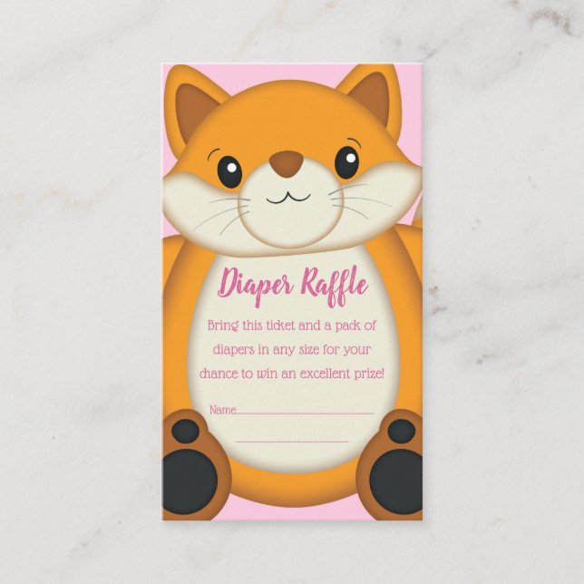 Fox Baby Shower Pink Enclosure Card (Front)
