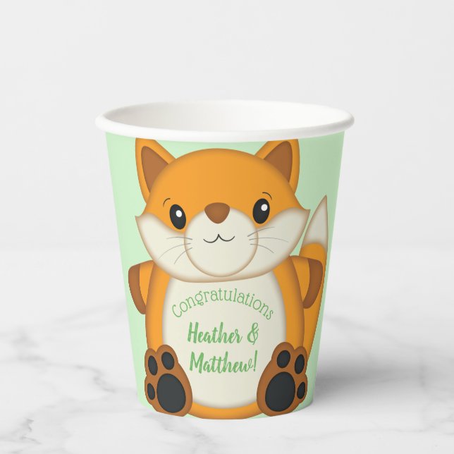 Fox Baby Shower Woodland Animal Paper Cups (Front)