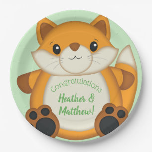 Fox Baby Shower Woodland Animal Paper Plate