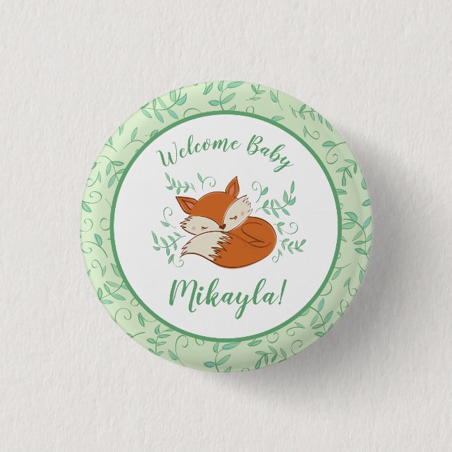 Fox Baby Shower Woodland Animals 3 Cm Round Badge (Front)