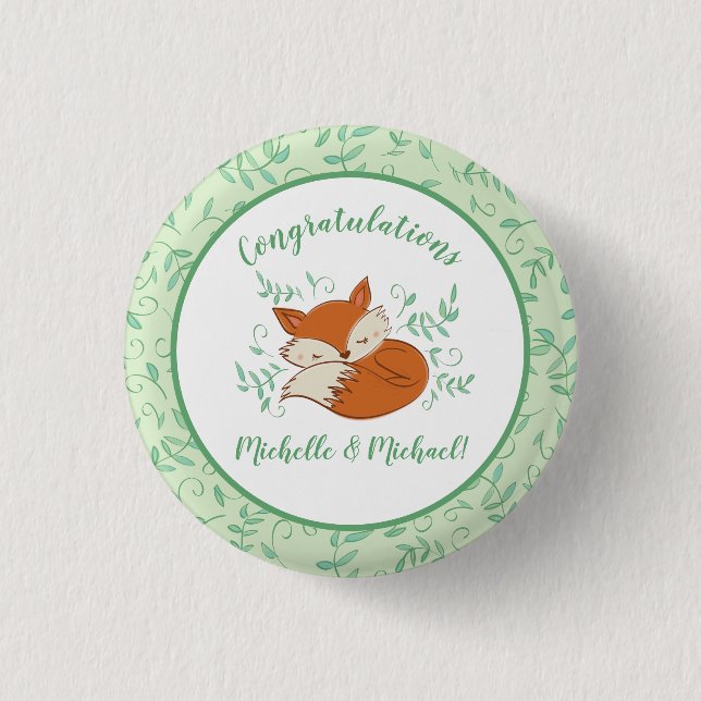 Fox Baby Shower Woodland Animals 3 Cm Round Badge (Front)