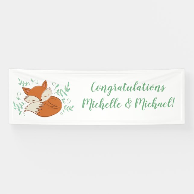 Fox Baby Shower Woodland Animals Banner (Horizontal)
