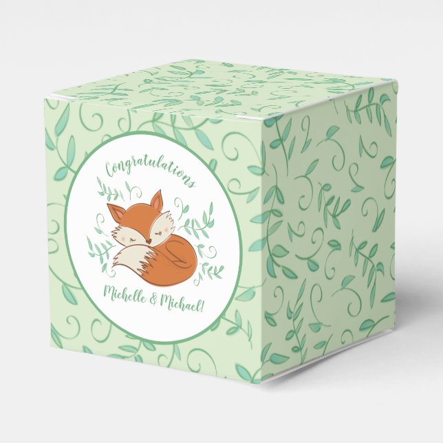 Fox Baby Shower Woodland Animals Favour Box (Front Side)