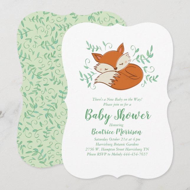 Fox Baby Shower Woodland Animals Invitation (Front/Back)
