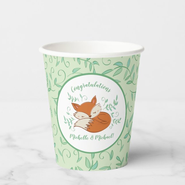 Fox Baby Shower Woodland Animals Paper Cups (Front)
