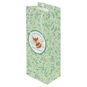 Fox Baby Shower Woodland Animals Wine Gift Bag