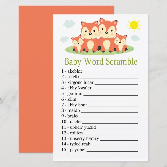 Fox Baby word scramble game (Front/Back)