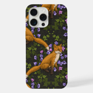 Fox, bellflowers and ivy, green, orange and viole iPhone 15 Pro Max Case
