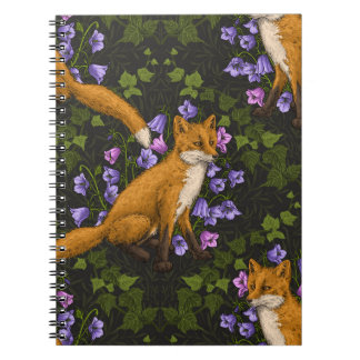  Fox, bellflowers and ivy, green, orange and viole Notebook