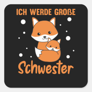 Fox Big Sister 2022 For Siblings Square Sticker