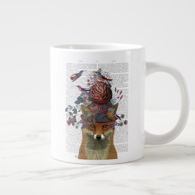 Fox Birdkeeper with Artichoke Large Coffee Mug (Right)