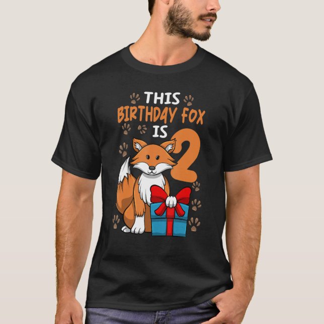 Fox Birthday 2nd Birthday Party Girl Animal  Kids T-Shirt (Front)