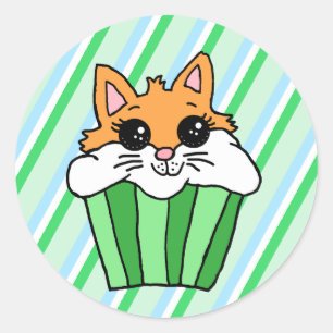 Fox Birthday Cupcake Classic Round Sticker