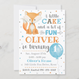 Fox Birthday Invitation   Little Fox Invitation