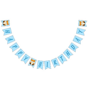 Fox Birthday Party Blue Bunting