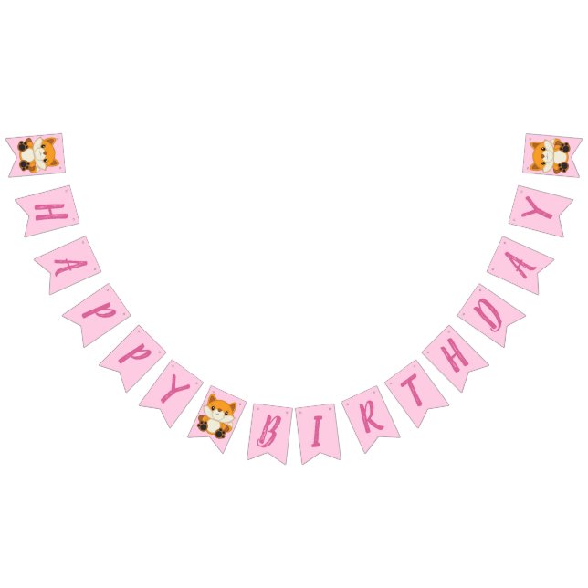 Fox Birthday Party Pink Bunting (All)