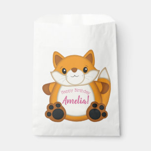 Fox Birthday Party Pink Favour Bags