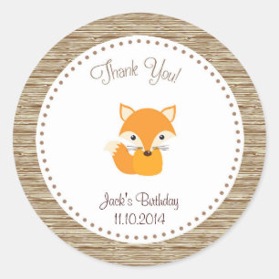 Fox Birthday Thank You Sticker Woodland