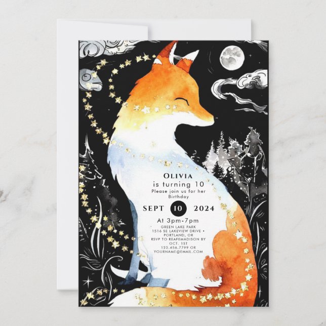  Fox Birthday Woods Whimsy Invitation (Front)