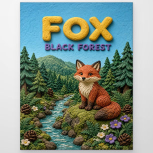 Fox Black Forest Modern KlayKoo Postcard