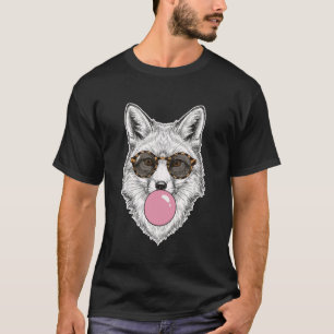 Fox Blowing Bubble Gum with Round Sunglasses T-Shirt