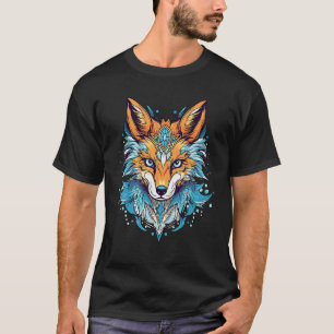 Fox Blue Eyes Face Animal Print Graphic Design T-Shirt