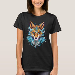 Fox Blue Eyes Face Animal Print Graphic Design T-Shirt