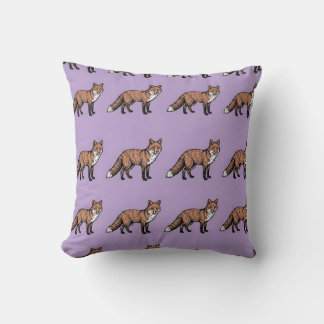 Fox Boho Throw Pillow Lavender