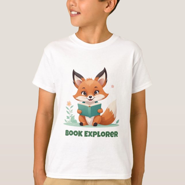 Fox Book Explorer Kids Reading Shirt (Front)