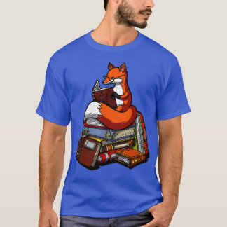 Fox Book Reading Nerd Cute Animal Librarian Women  T-Shirt