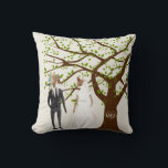 Fox Bride and Groom with Tree Initials Cushion<br><div class="desc">Fox Bride and Groom with Tree Initials</div>