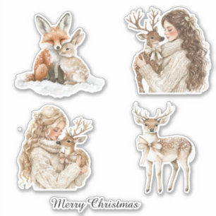 Fox Bunny Deer Girl Christmas