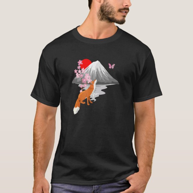 Fox Butterfly With Cherry Blossom Wing Japanese Sa T-Shirt (Front)