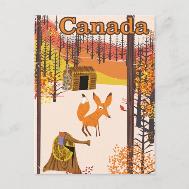 Fox Canada vintage style travel poster Postcard (Front)