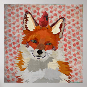 FOX & CARDINAL ROSES Poster