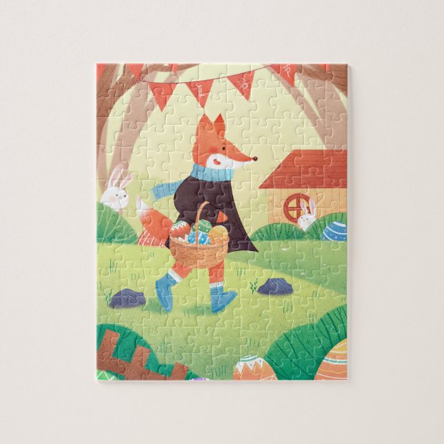 Fox Carrying Basket of Decorated Easter Eggs Jigsaw Puzzle (Vertical)